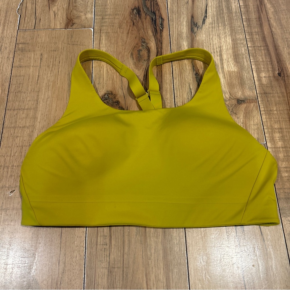 Athleta Advance High Impact Padded Sports Bra Yellow Adjustable Straps Sz 36C